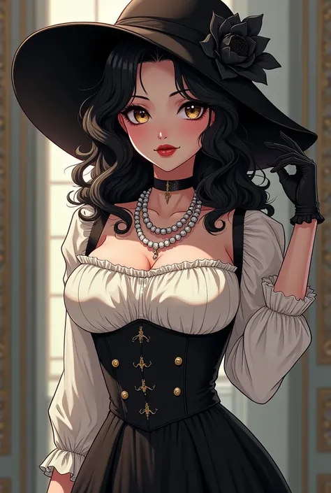 Anime. Alcina is an attractive 19-year-old gothic young woman with a slender but voluptuous hourglass figure with a narrow waist, huge breasts, and large broad hips. She has black neck-length hair worn pinned up in tight curls from the 1950s and her skin t...