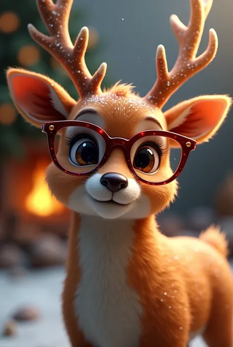 Lunettes,  thick frame for Christmas, Deer-shaped realistic image 