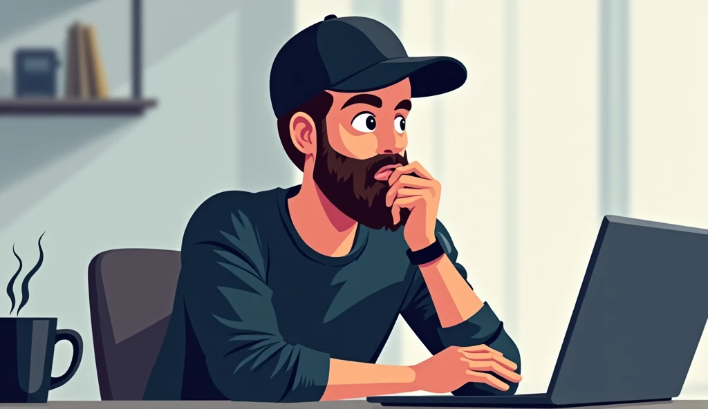  Create a social media profile vector photo for the data scientist and a beard and black basketball hat doing digital marketing