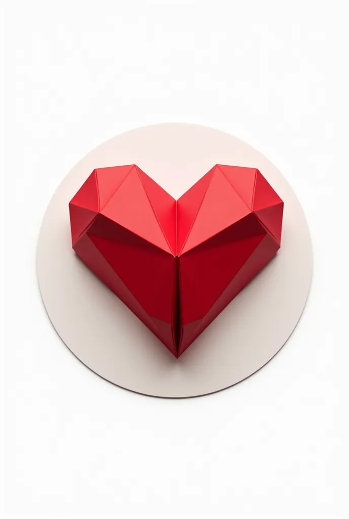 Make a circular white logo that has an intense red heart inside with the origami technique, that the heart was thrown, that has vertical folds and that above the heart, not outside the heart, say Magic Heart in Brazilian Portuguese