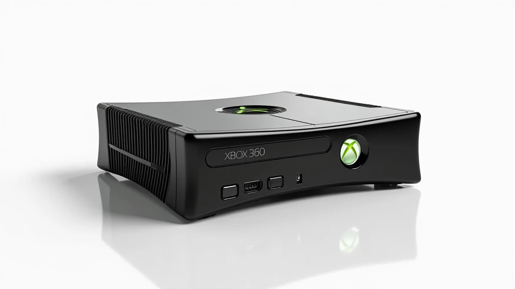 Create an image of an Xbox 360 with a white background on the back