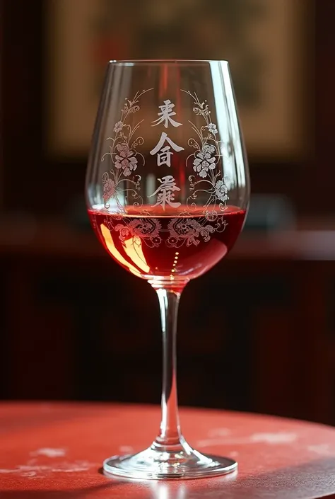 Create me a wine glass with Chinese symbols