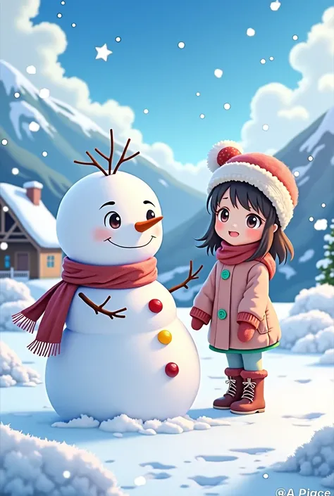  snowman　 pretty girl　anime