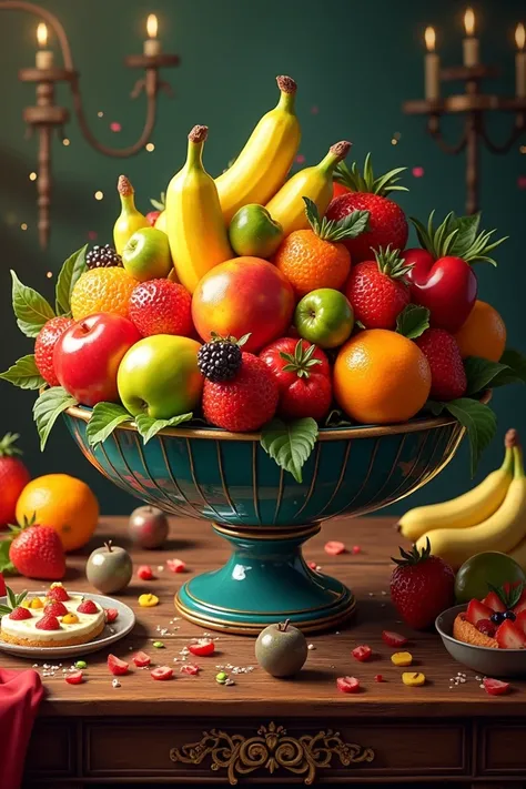 The bowl of the 2 .  BUNDESLIGA as a fruit bowl on a buffet at a party