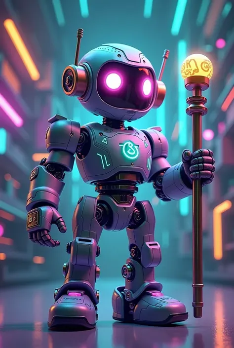 A highly detailed, futuristic mascot NFT designed for a collectible series. The style is vibrant, with glowing and metallic elements, focusing on sci-fi and cyberpunk aesthetics. Each mascot has unique traits and accessories to emphasize its rarity and gra...