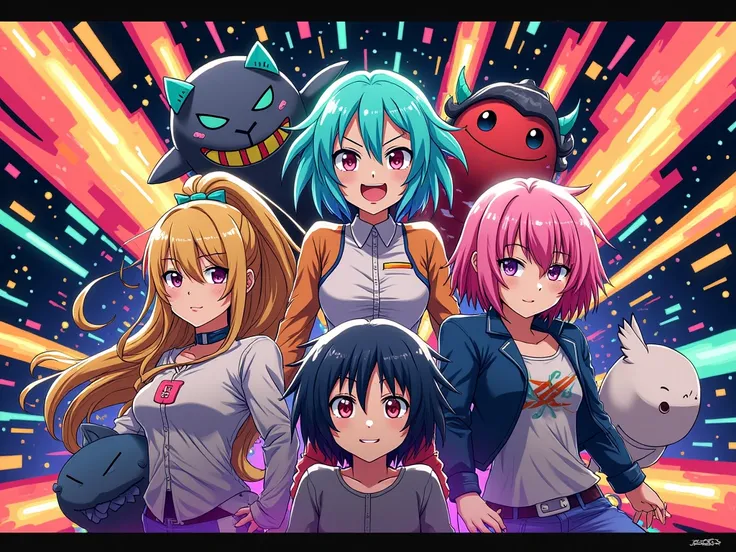 MULTICOLOR WALLPAPER WITH ANIMES 