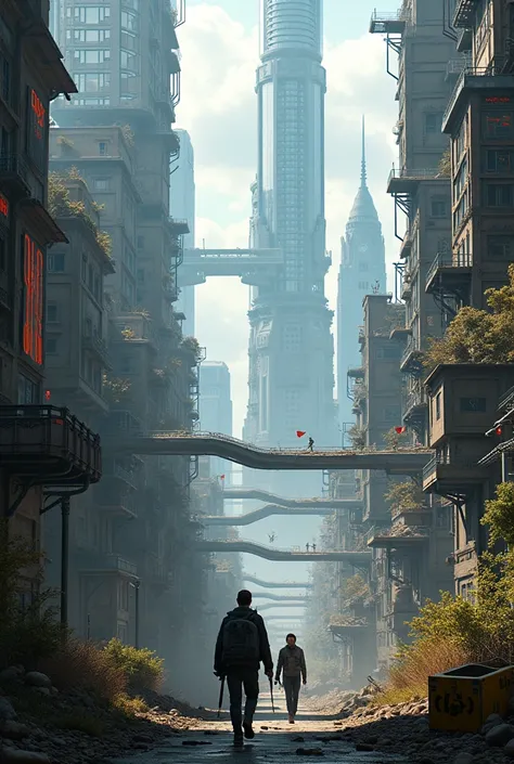 Make a post-apocalyptic futuristic city 