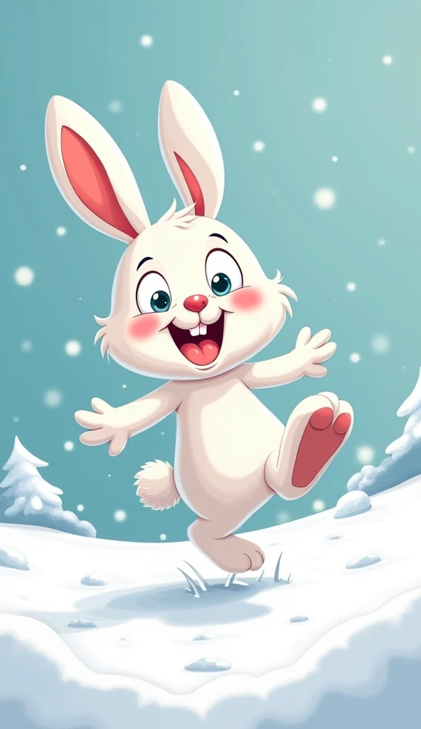 winter white cartoon funny bunny runner