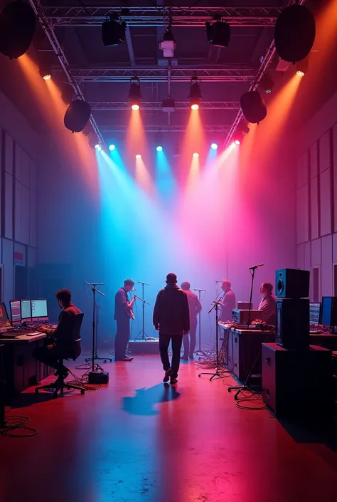 A beautiful light system in a radio station for muic clip shuting