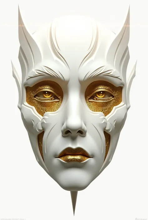 The logo of the Many-Faced Light in the form of a white mask with a bunch of golden faces placed instead of eyes with a mouth and on his forehead