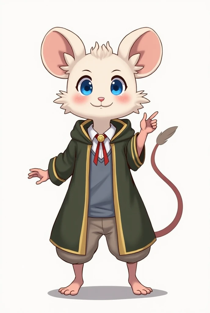 score_9, score_8_up, score_7_up, score_6_up, score_5_up, score_4_up, show accurate, full body, hungry body, simple background, (solo), (anthro), mouse, male mouse, standing, (light fur), blue eyes, fantasy scholars clothes