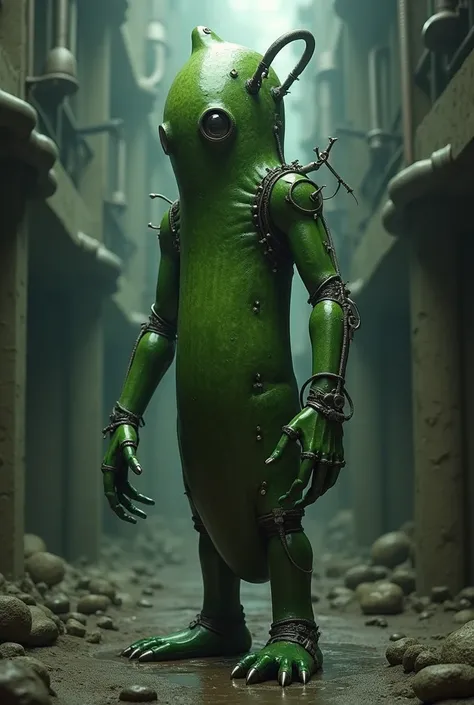 A humanoid cucumber inspired by HR Giger 