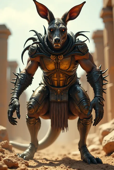 A Spartan kangaroo united with the Venon symbiote