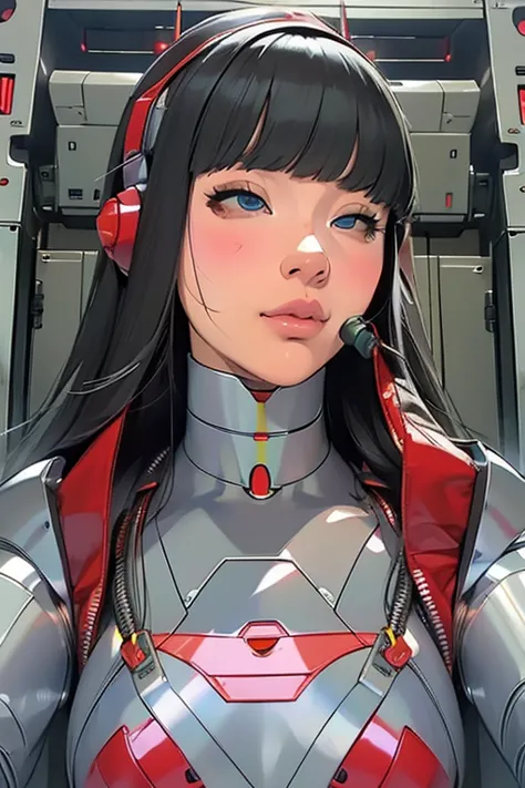 masterpiece, best quality, extremely detailed,portrait,upper body,front view,japaese android girl,plump, control panels,android,...