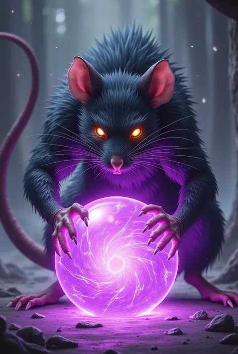 Aggressive Jujutsu Kaisen rat shooting giant glowing purple ball