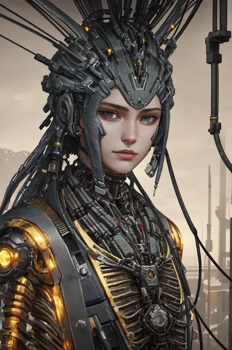 1 Mechanical girl,(( super realistic details)), portrait, Global Illumination, shadows, octane render, 8K,  super clear,Metal, Intricate, Accessories Details, Cool colors, Egyptian details , highly  Intricate details, Realistic light,  trending on cgsociet...