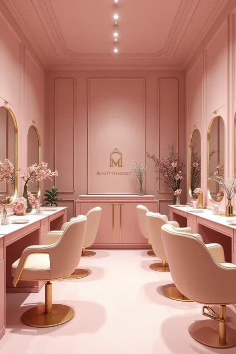 Take over a salon named N / M Beauty Studio with the Baby Pink and Gold Color Palette