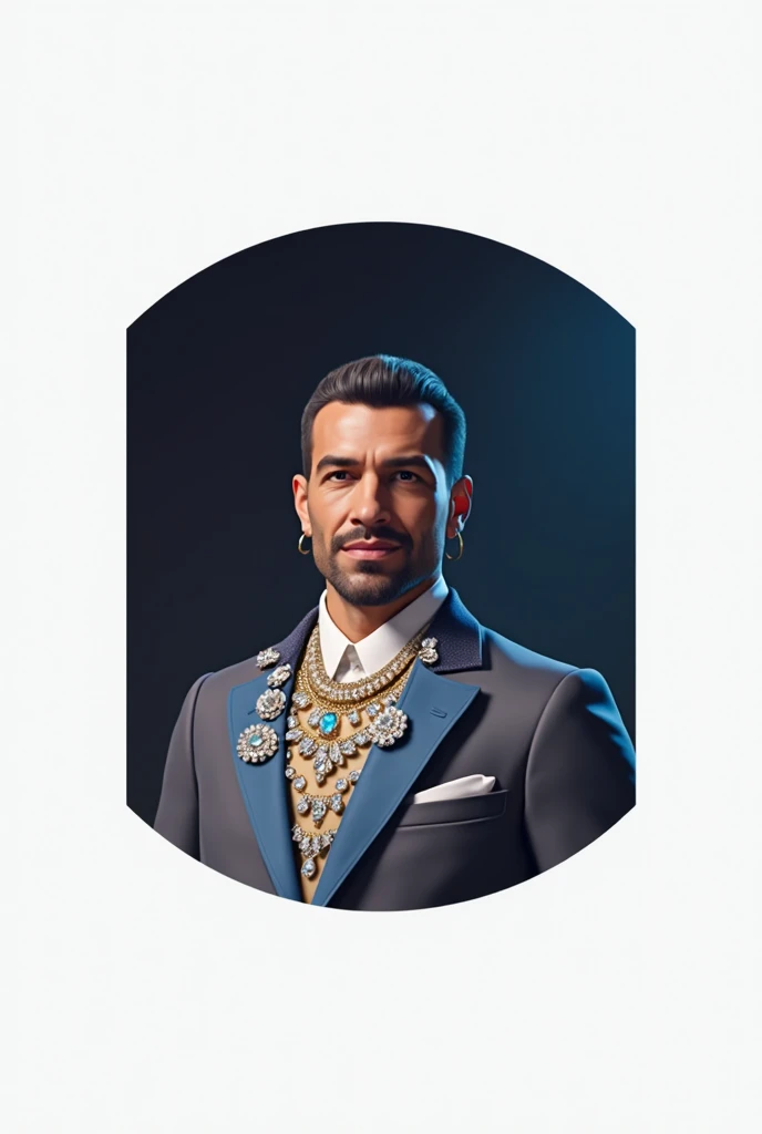 Create an image of a man with lots of diamond necklaces 