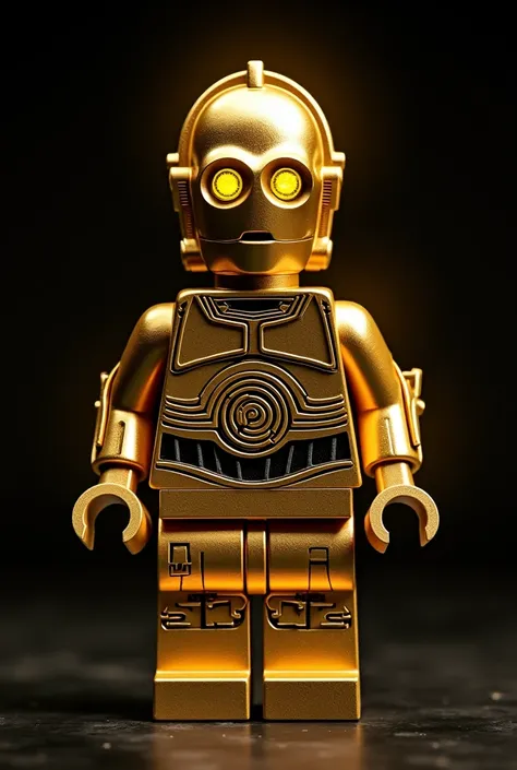 Lego C3PO from the shoulders with black background (Golden Aura)