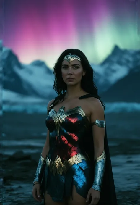 wonder woman , Aurora Over the Glacier, covered gigantic breasts