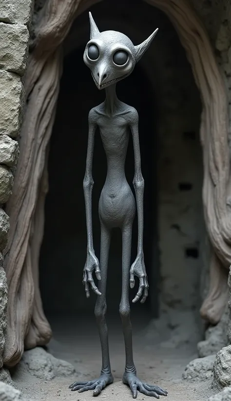 Personaje strange impreso en 3d, Tim Burton STYLE, monochrome , Stone and wood, strange