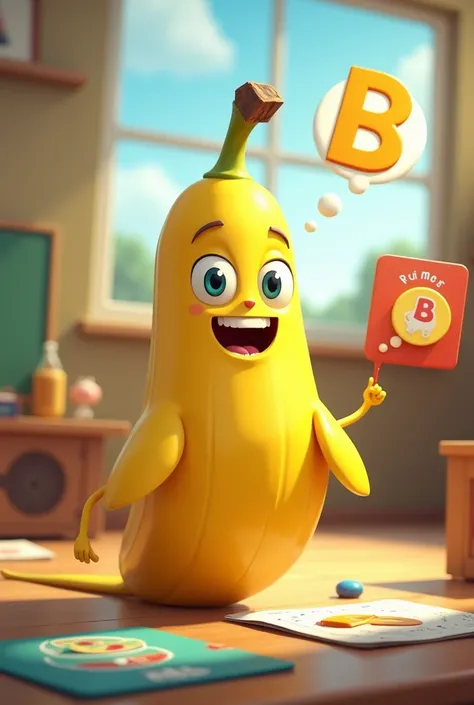 A talking banana teaching about the letter b