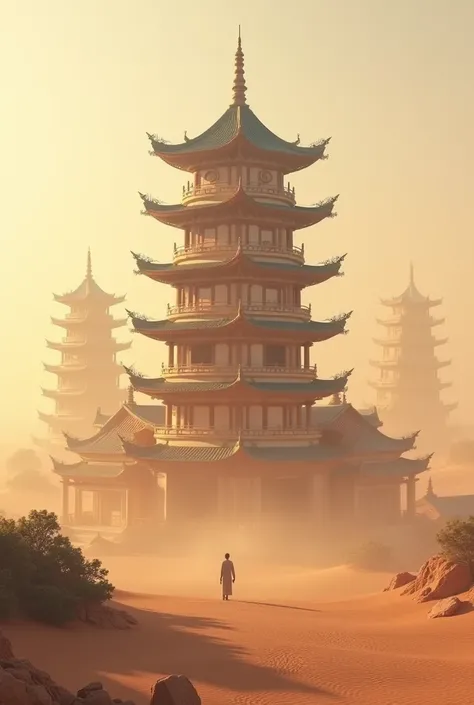 Pagodas (Chinese type) in a desert