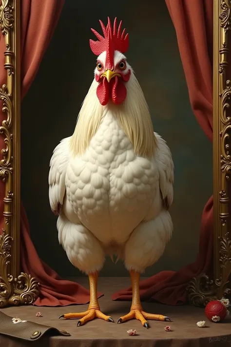 Victorian chicken portrait art