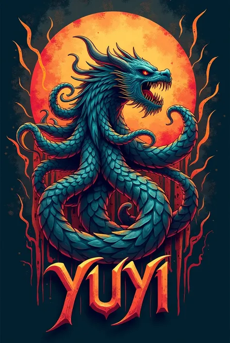 Can I get the logo of the background color and tattoo-style words are impressive and amazing to look at. The words is Yuyi. I also want to include a picture of Kraken in the logo.


