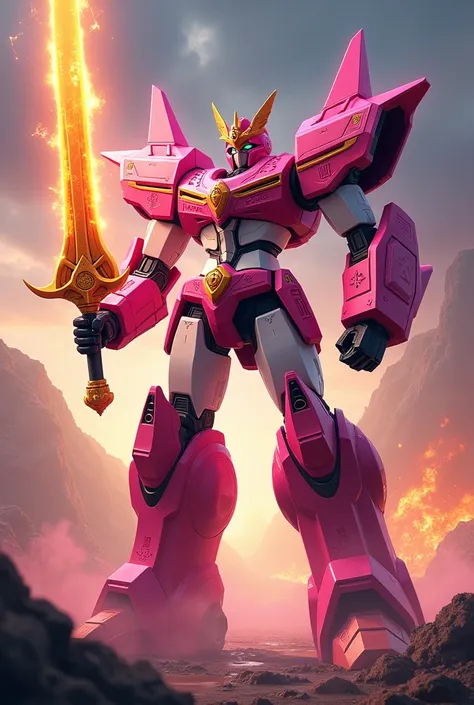  a Megazord Paladin  (Cores: Hot Pink and White )  legendary fiery sword 