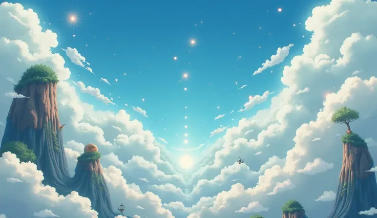 Generate a 4K resolution (400x900) image in the enchanting Studio Ghibli anime style, portraying a quintessential world of sky that no one has seen or imagined, Emphasize the Studio Ghibli aesthetic with soft colors:: illustration --ar 4:9