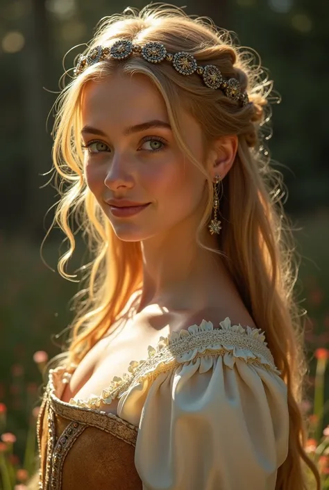 **Description of April :**
medieval portrail
"  April is a twenty-year-old girl whose presence illuminates any place that delicates enter ,  if your soul were filled with light and joy . His smile,  the most beautiful in the kingdom ,  is capable of cheeri...