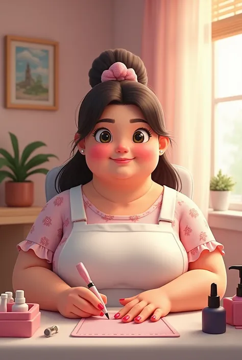 A chubby manicurist woman 