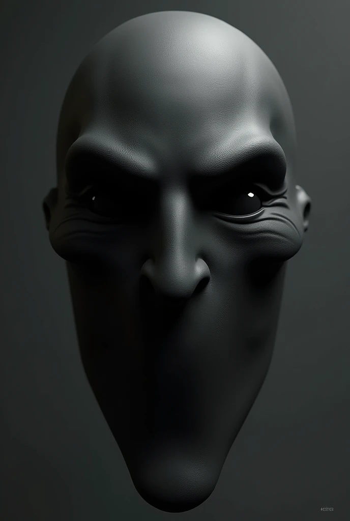 A mask of joker type in black color but with a different end, thin from the bottom and thick from the top. And front side 