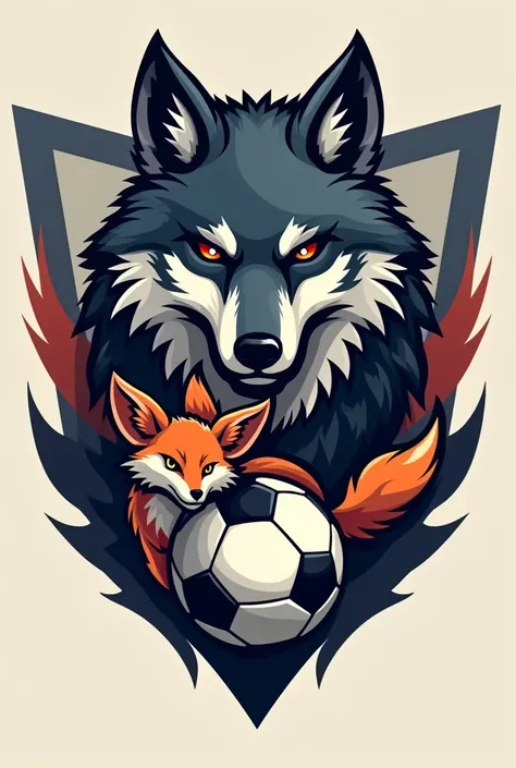 Logo for a soccer team where you can see wolf and fox 
