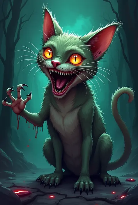 Gatto in stile horror cartoon