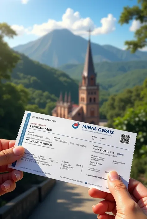 Create a realistic plane ticket to Minas Gerais