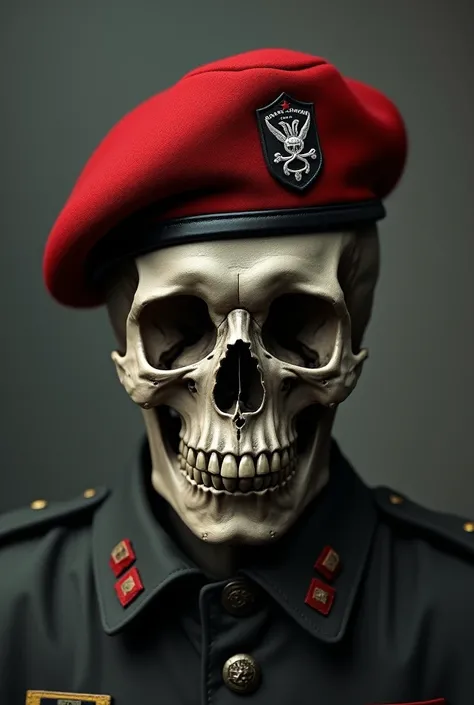 Skull with red beret of war