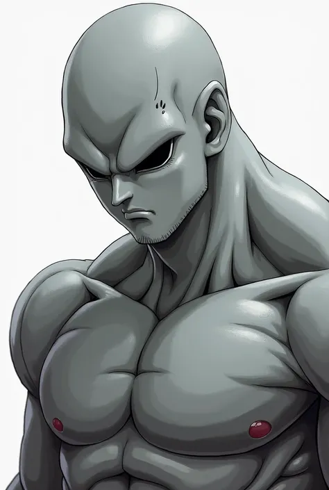 . **SKIN COLOR**:  Jiren has a light gray skin , , which gives him a solid and robust appearance .  This uniform color underlines their powerful nature and their formidable presence .

2. ** Height and Build **:  Jiren is exceptionally tall and muscular , ...