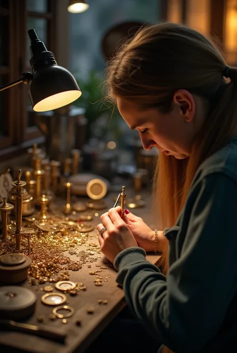 
 Customization and Repairs :  In addition to creating new pieces , , the goldsmithery also adjusts and repairs old or damaged jewelry,  while maintaining their beauty and value . Send an image 