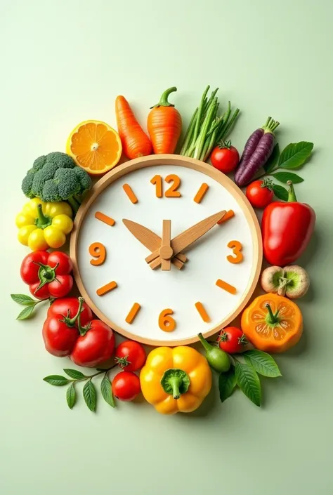 Food clock with vegetables