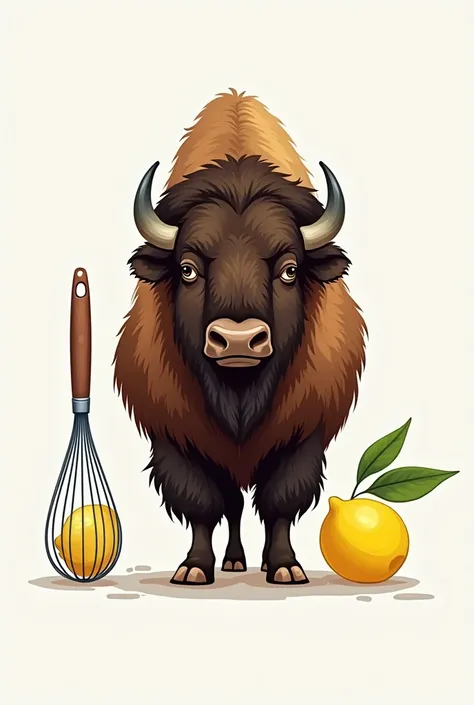 A stiker of a bison a vispa and a lemon stalk 