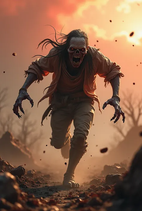 a zombie running to the right