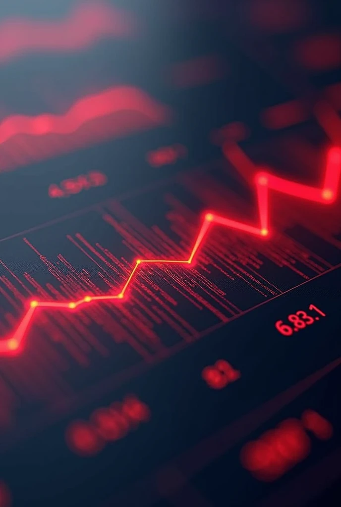 Investments candles company charts in red lines with numbers