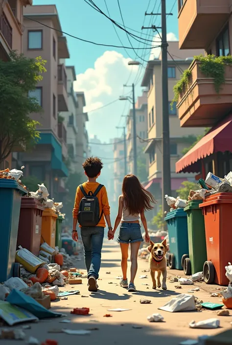 (A messy street filled with overflowing trash bins. Leo and his friend Mia are walking with Buddy the dog, who sniffs at the garbage.)
Leo: “Look at this mess, Mia. Why doesn’t anyone clean up?”
Mia: “It’s not just cleaning up, Leo. People don’t recycle pr...