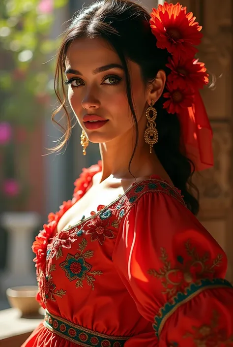 Woman with Flamengo blouse 