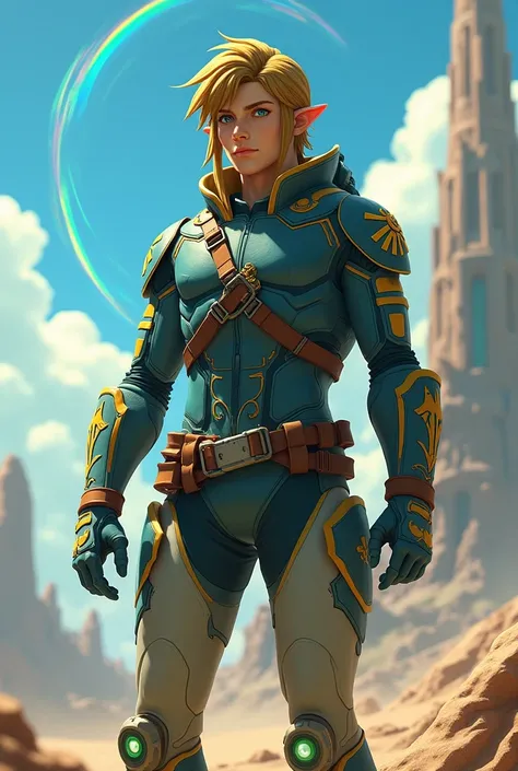 Breath of the Wild Link in a Sheikah-Zonai Spacesuit