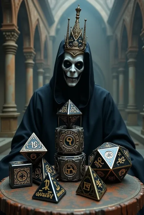 Do you know the band Ghost? Can you make a DnD dice inspired by Papa Emeritus the 3rd/ Terzo?