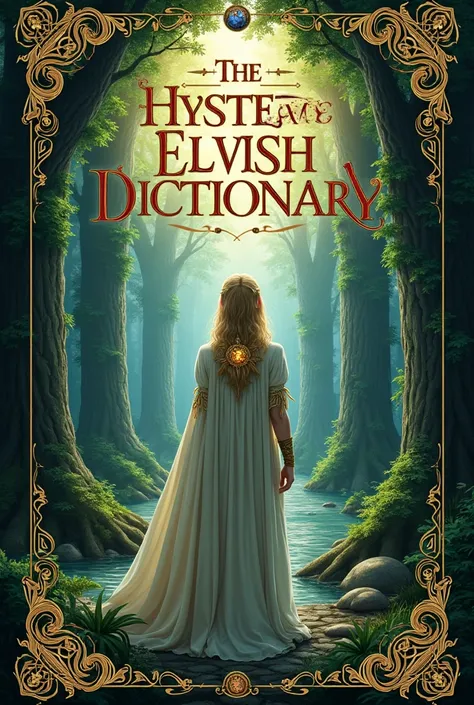 Book cover for an Elvish dictionary. Arthurian art.