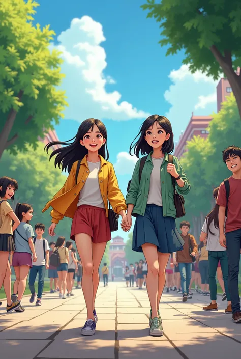 The first step to Qinghua :  Sumei Lin and Lin Yi Luxe entered Qinghua University. Animated cartoon characters